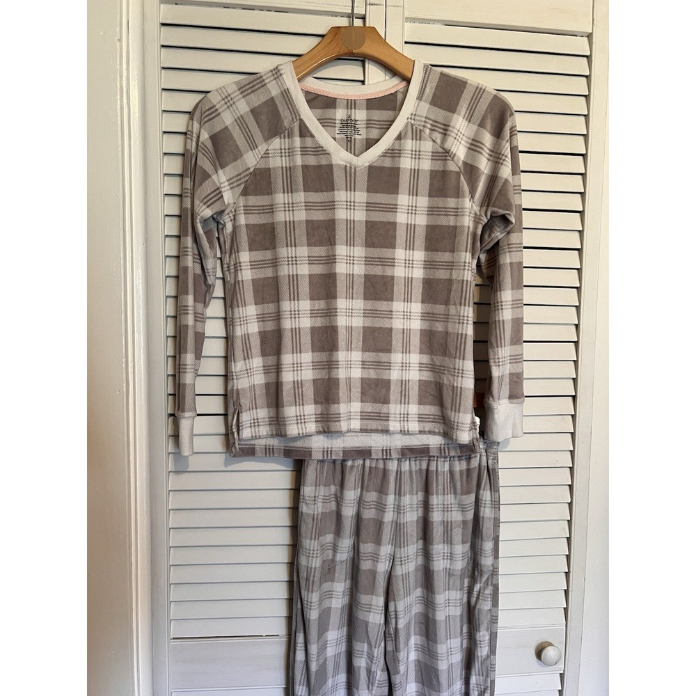 CUDDL DUDS Women's XS Xsmall Pajama Set Sleep Shirt Pants PJs Plaid 2 Pc Fleece